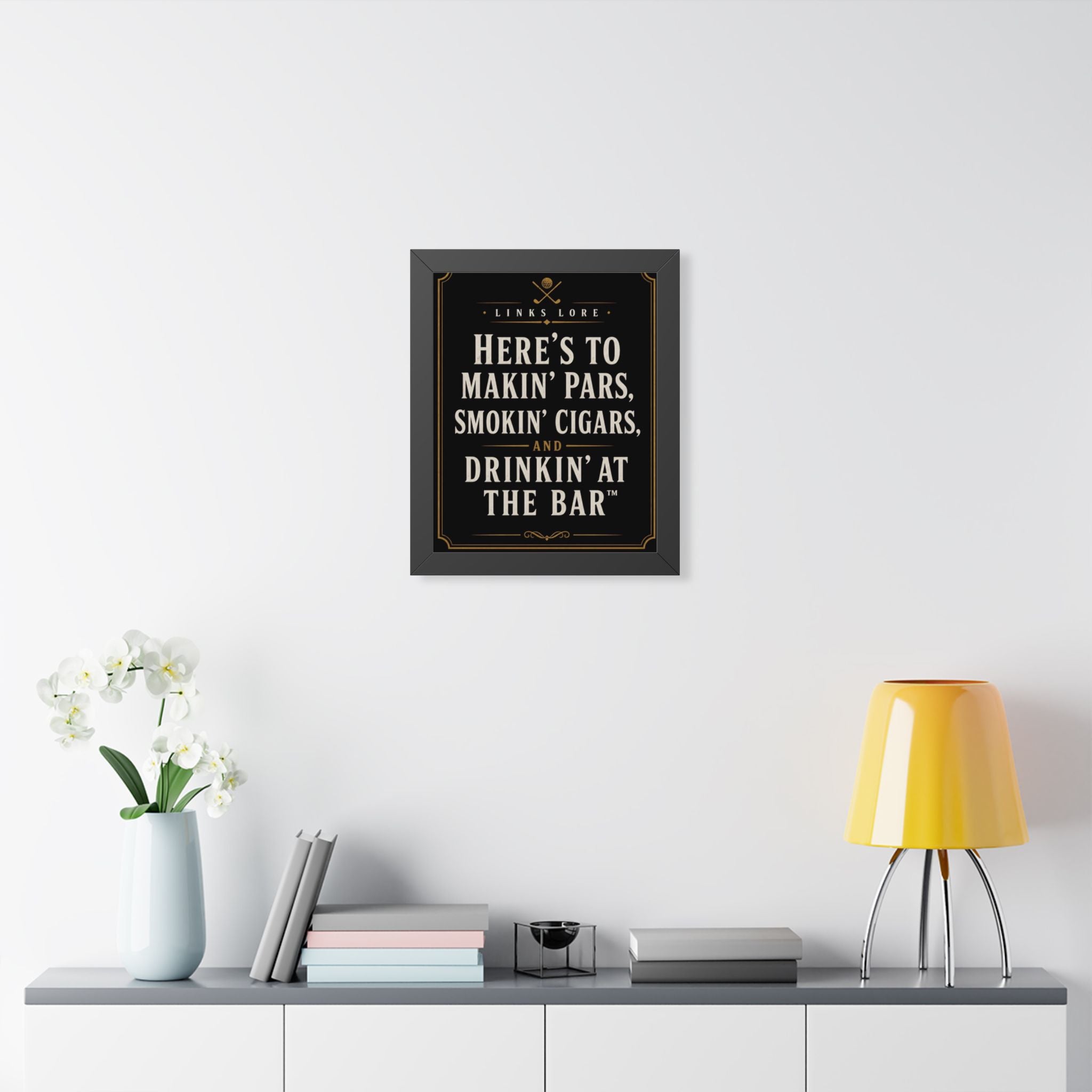 “Here’s To Makin’ Pars – Framed Golf Wall Art (Man Cave / Bar Decor)”