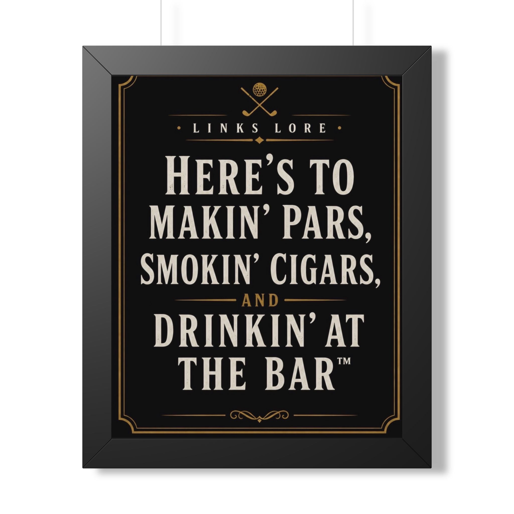 “Here’s To Makin’ Pars – Framed Golf Wall Art (Man Cave / Bar Decor)”