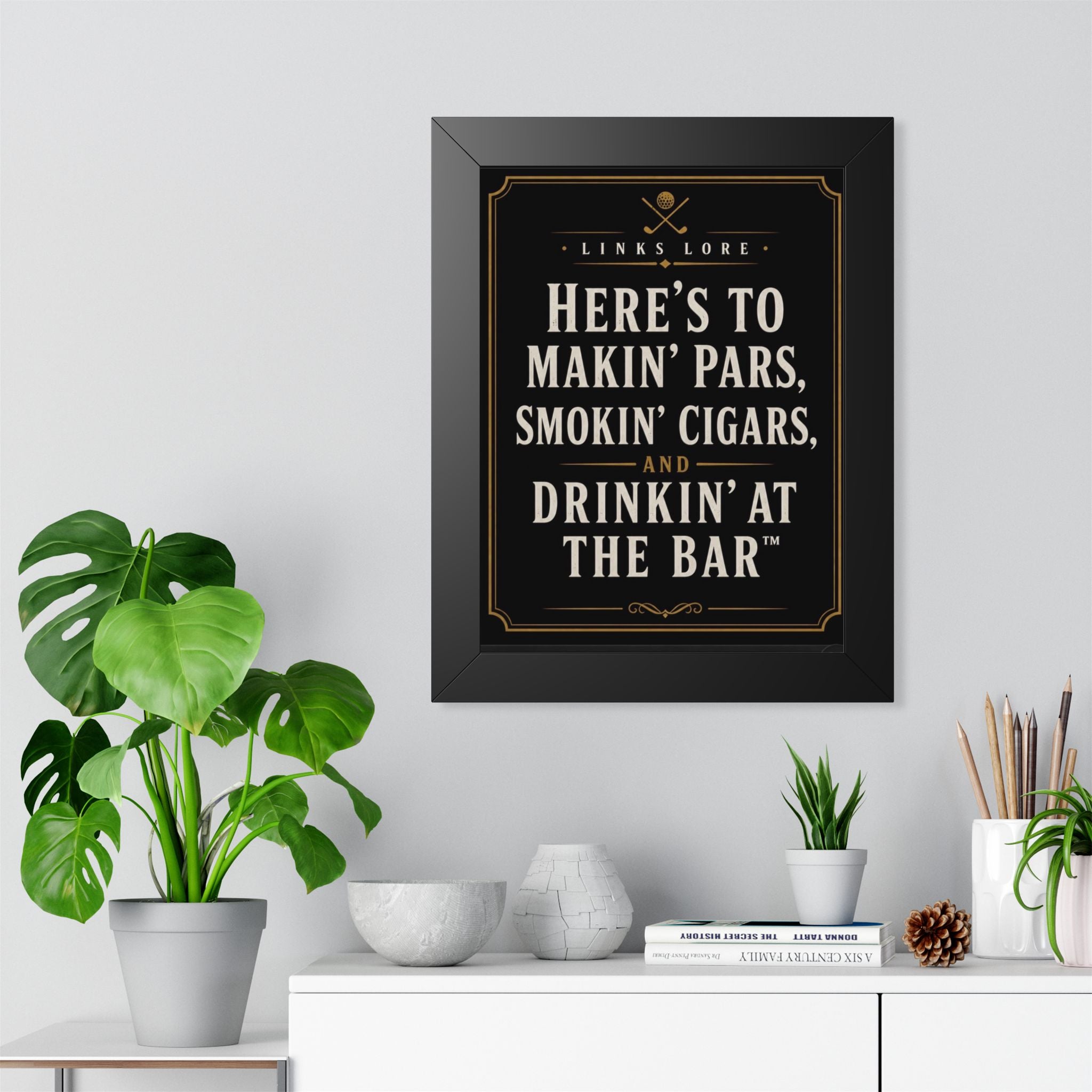 “Here’s To Makin’ Pars – Framed Golf Wall Art (Man Cave / Bar Decor)”