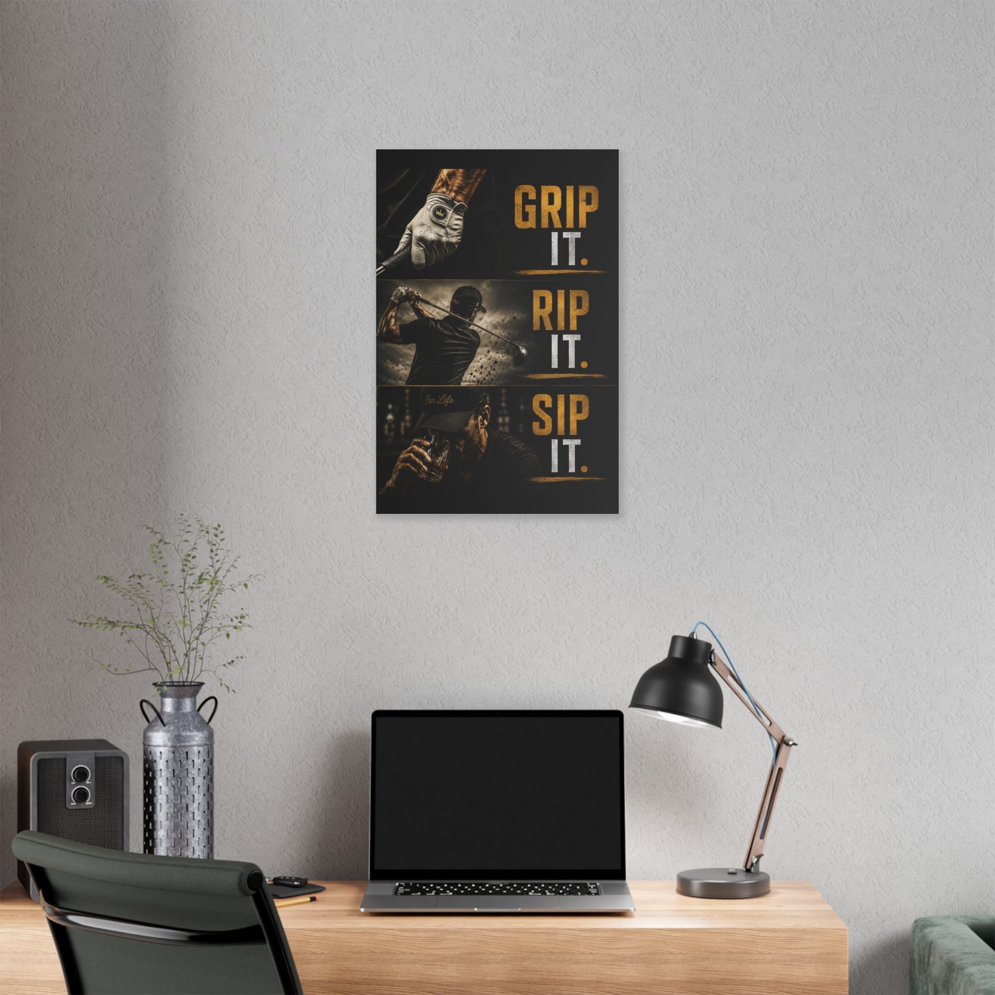 Grip It Rip It Sip It – Golf Man Cave Canvas